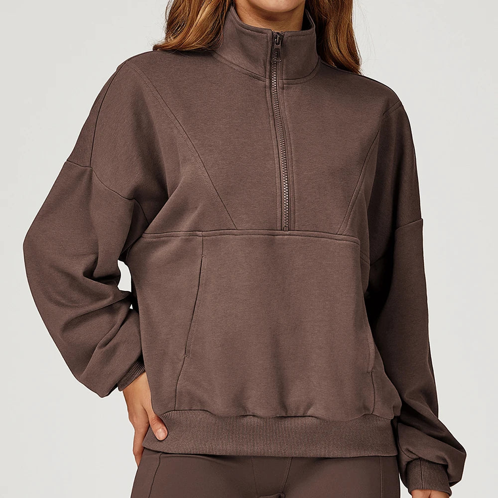 Winter Casual Hoodie Zipper Long Sleeved Women's Top Windproof and Warm Loose Hoodie Women's Outdoor Running Sportswear