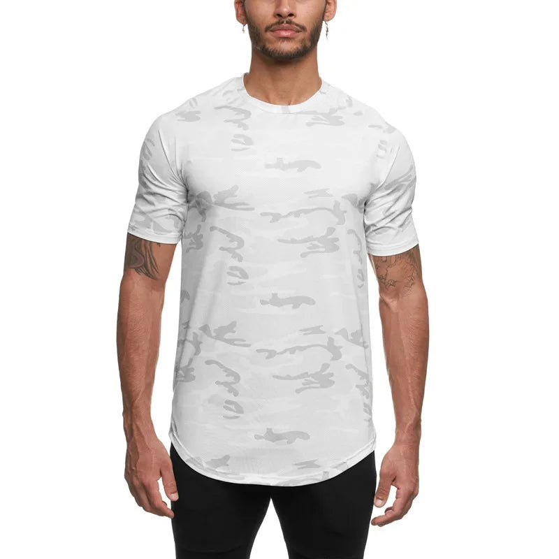 Men's Sports T-shirt European and American Fitness Training Jogging Speed Dry Elastic Loose Breathable Short Sleeves