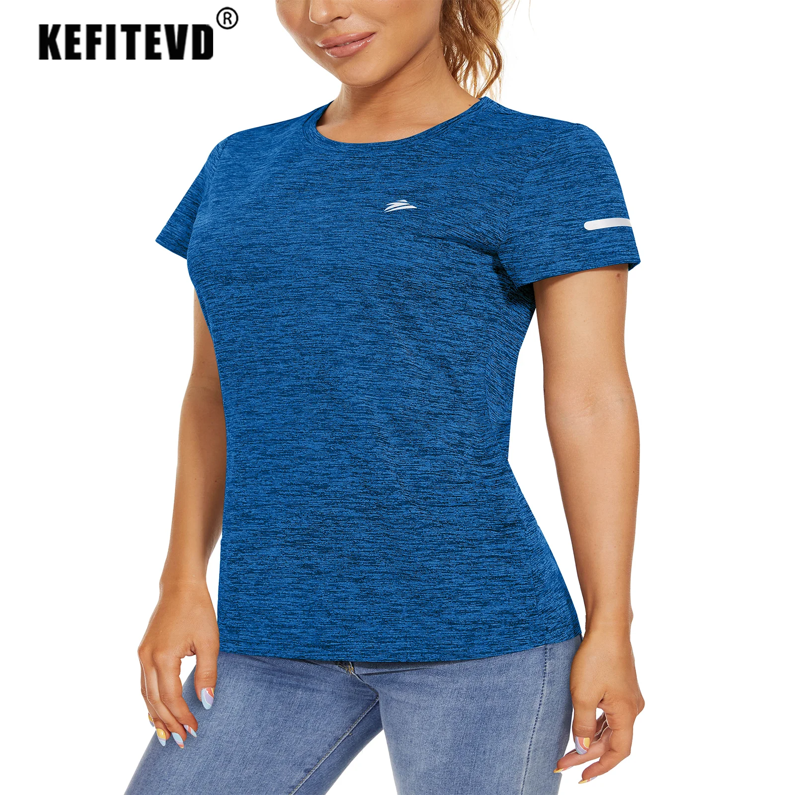 KEFITEVD Short Sleeve T-Shirt Quick Dry Athletic Shirts Women's Casual Workout Gym Yoga Shirt Training Running Jogging T Shirt