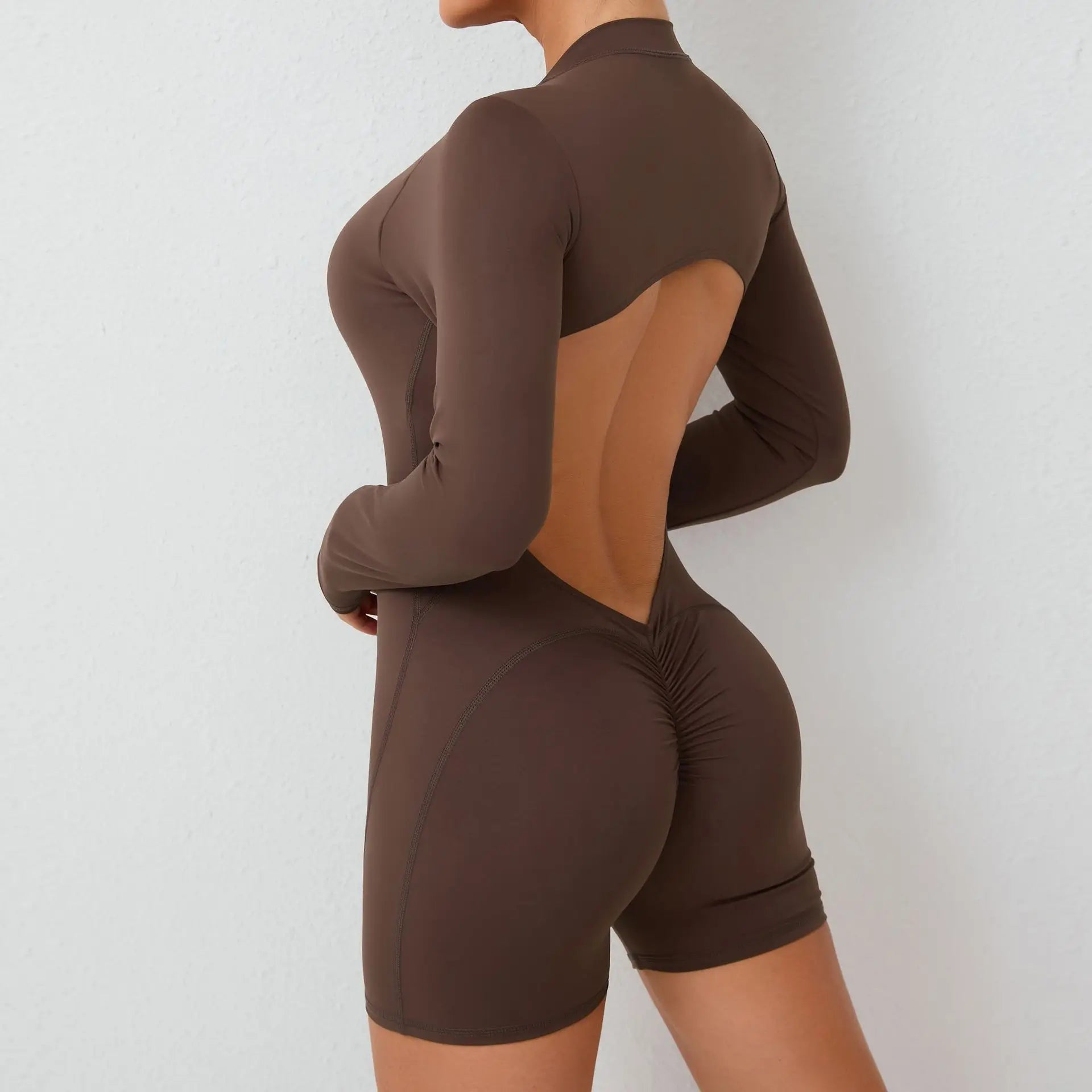 Hollowed-out Back Half Zipper Onesie Each Hip Exercise Fitness Big Backless Quick Dry One-piece Yoga Suit