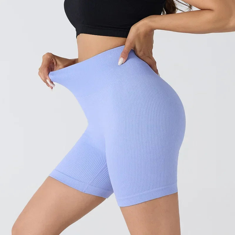 Seamless Women's Yoga Shorts Tight Fitness Short Pants Thread 3/4 Length Leggings Female Sports Skinny Pant Running Cycling Wear