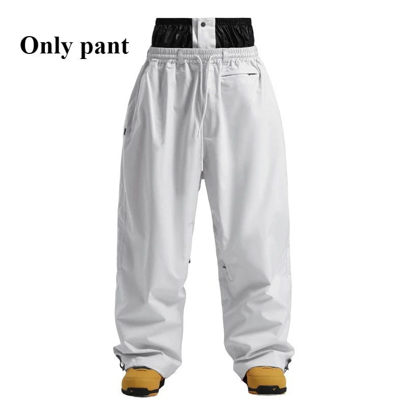 New Winter Solid Color Men's Outdoor Leisure Sports Warm Breathable Snow Pants Women's Loose Windproof Waterproof Ski Pants