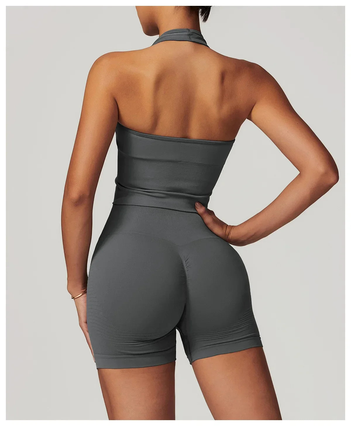 Halter Neck Backless Yoga Bra European and American Seamless Sports Bra Women's Summer Shockproof Fitness Top