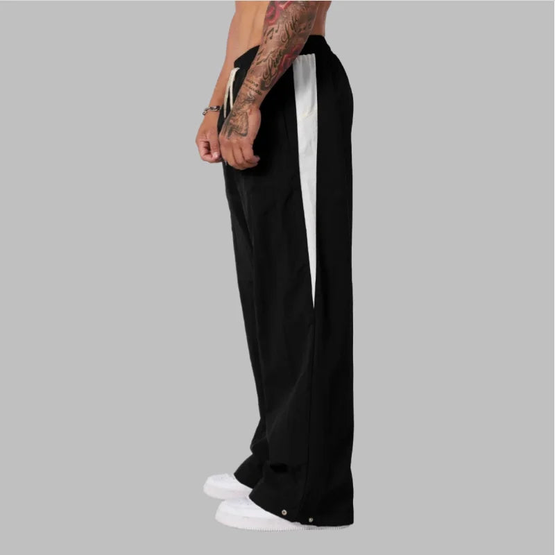 Autumn New Track Pants Men's Loose Running Casual Pants Wide Leg Trendy Sports Splicing Breathable Pants American Sports Pants