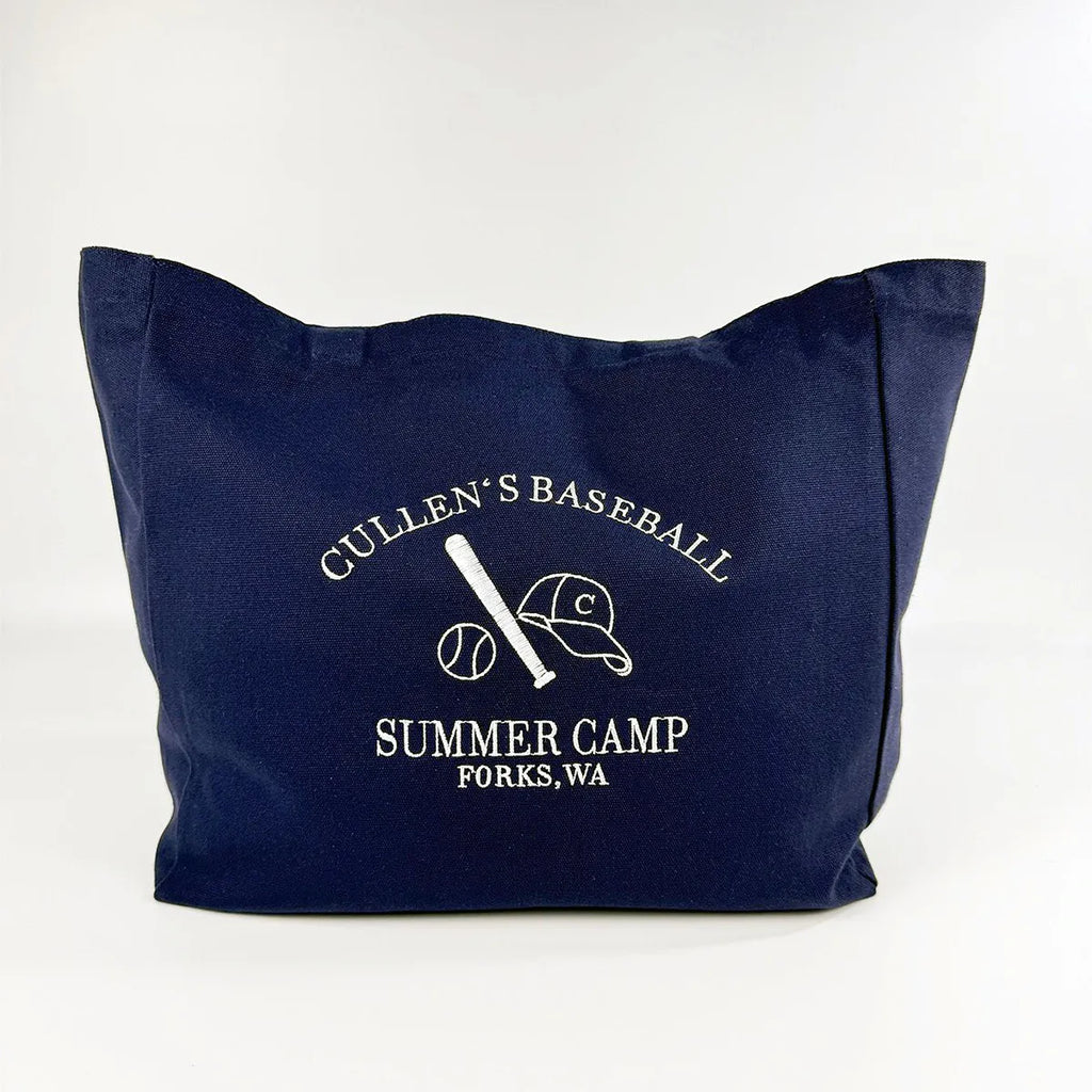 Cullen's Baseball Retro Embroidered Navy Canvas Shoulder Bag Cotton Street Fashion Reusable Shopping Bag Aesthetic Tote Bags