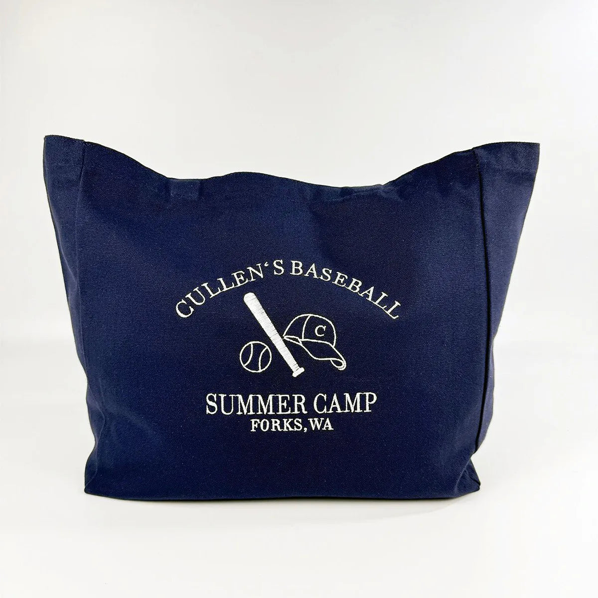 Cullen's Baseball Retro Embroidered Navy Canvas Shoulder Bag Cotton Street Fashion Reusable Shopping Bag Aesthetic Tote Bags