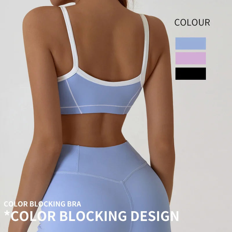 Aiithuug Womens Spaghetti Strap Sports Bras for Women Padded Yoga Bra Workout Wireless Crop Comfy Athletic Tops Sexy Scoop Neck