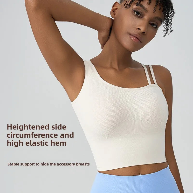 Women's Summer Shockproof Bra Beautiful Back and Sports Anti Sagging Running External Wear Training Fitness Yoga Tank Top Bra