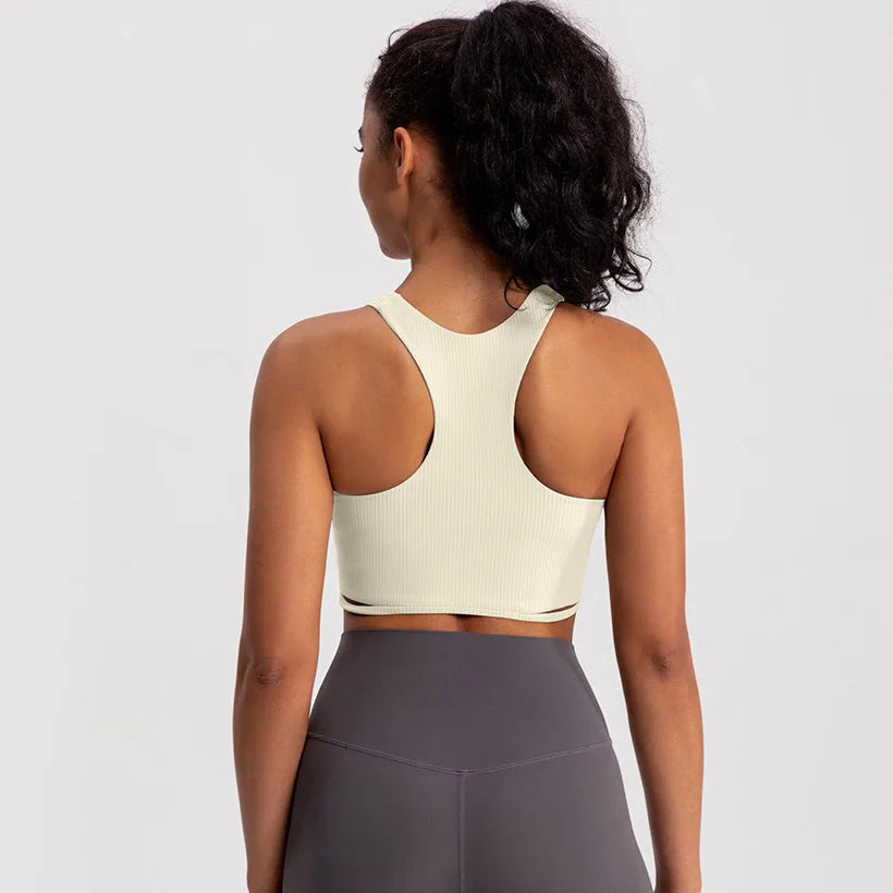 Yoga Tank Top Ribbed Fitness Yoga Underwear Women's Sports Bra Push Up Fitness Bra Running Gym Fitness Tops