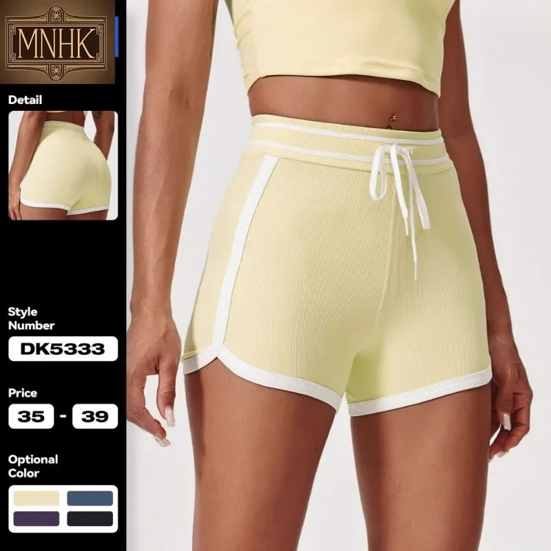 Contrast Color Nude High Waist and Thin Yoga Shorts Peach Tight Hip Lift Shorts Women's Wear Sports Fitness Pants
