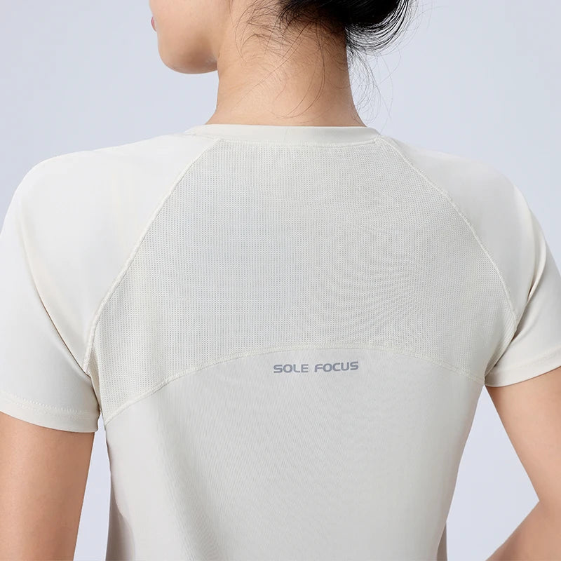 Women's Short Sleeve Quick Dry Split  Back Fitness Tee Summer Sweat-wicking Breathable Mesh Casual Running T-shirts