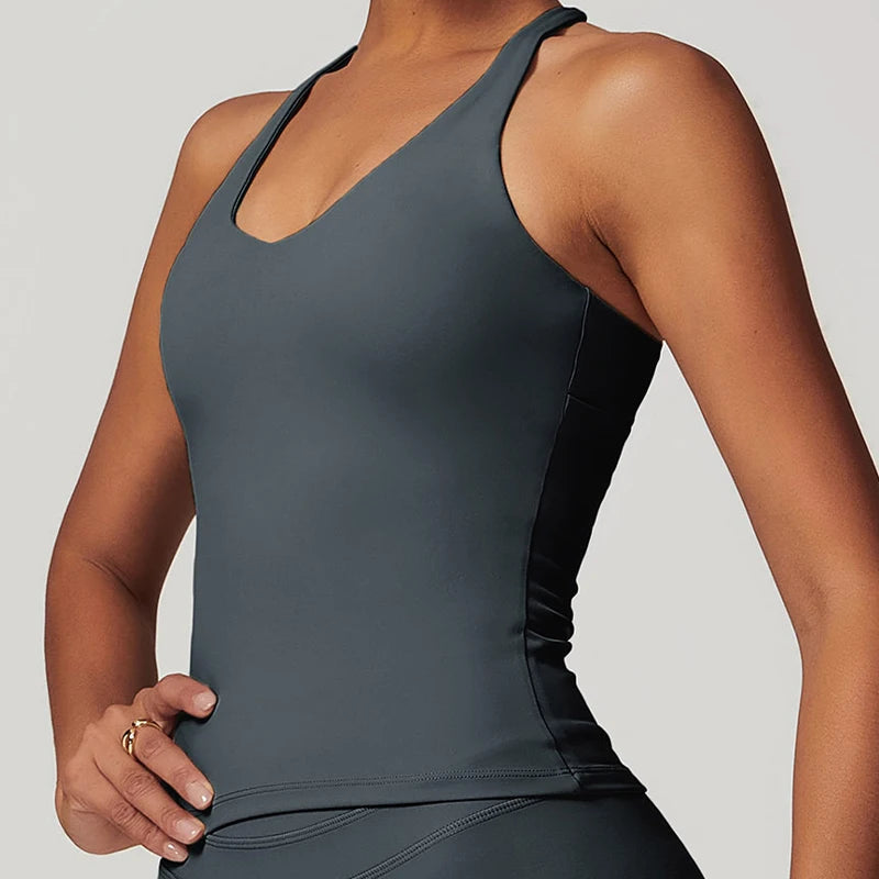 Hearuisavy Back Cross Yoga Vest Running Shockproof Gym Top Women Fitness Quick-Dry Workout Tank Top Female Sports Sleeveless Top
