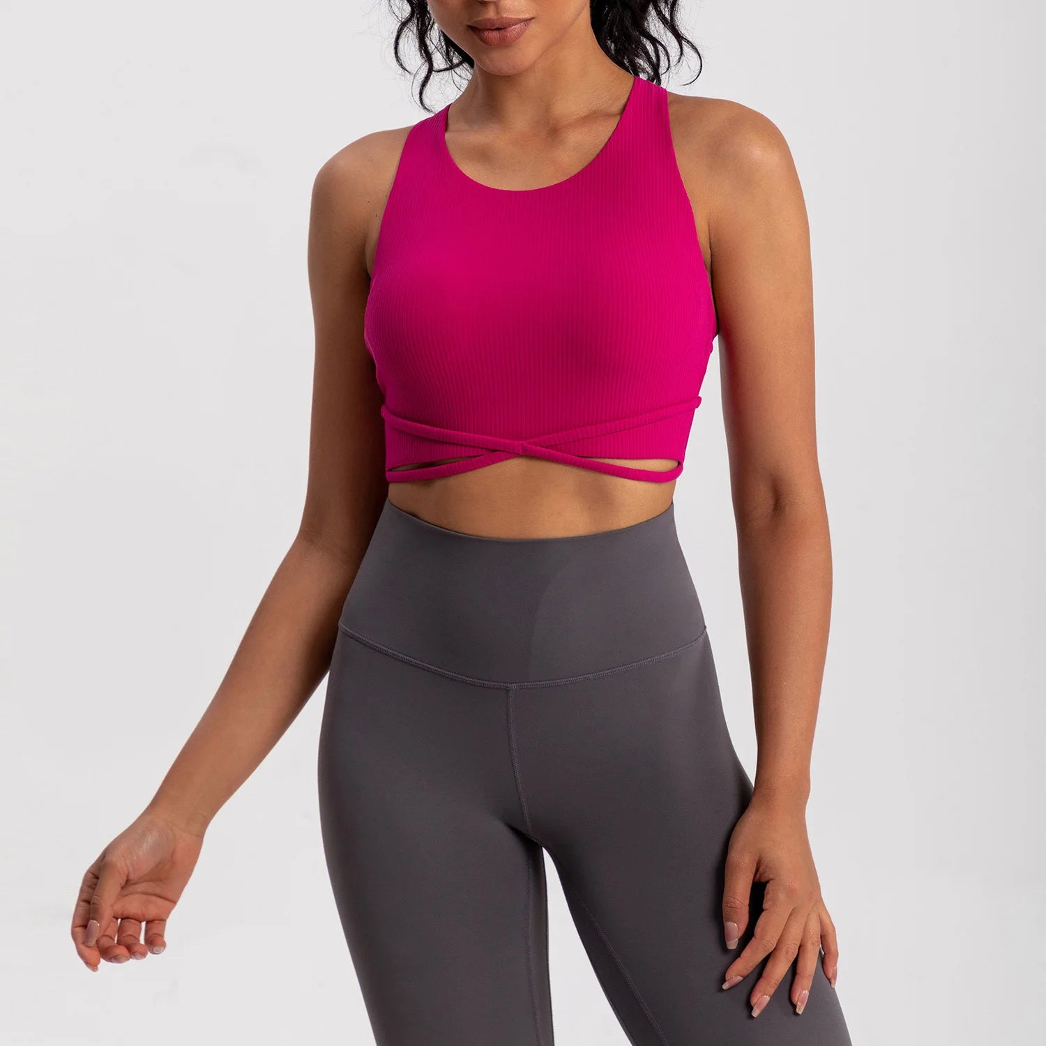Yoga Tank Top Ribbed Fitness Yoga Underwear Women's Sports Bra Push Up Fitness Bra Running Gym Fitness Tops