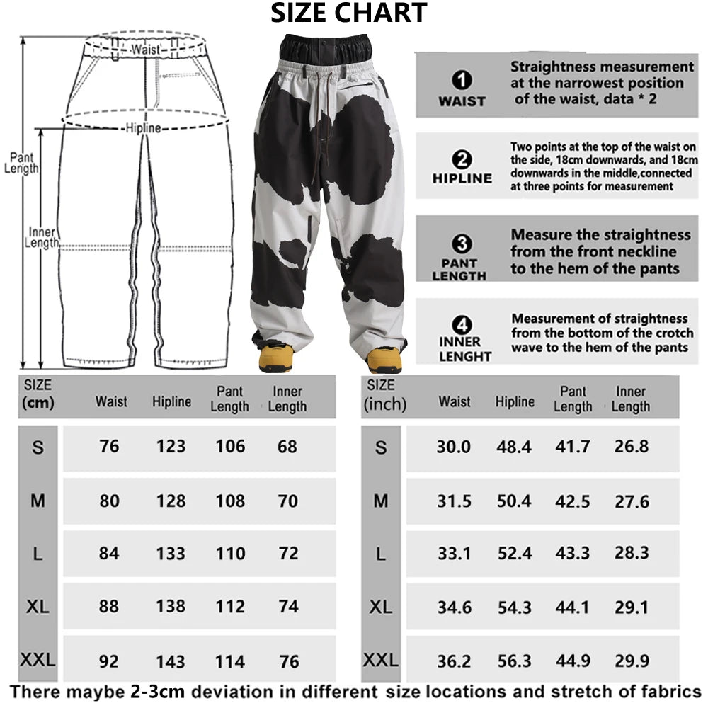 GSOU SNOW Super Baggy Snowboard Pants Winter Thermal Breathable Clothes Multi-pockets Men Loose Trousers Skiing Sports Britches