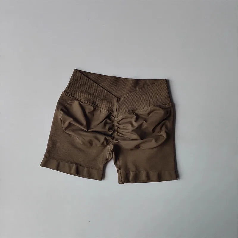 High Waisted Seamless Shorts Gym Shorts Women Fitness Sports Low Ribbed Band Workout Scrunch Butt Yoga Booty Running Short Pants