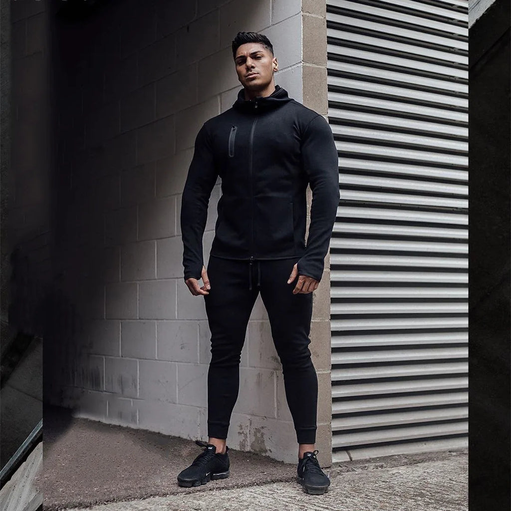 Muscle New Autumn and Winter Sports Suite Men's Outdoor Running Hoodie and Pants Leisure Two-Piece Set conjunto de futbol hombre