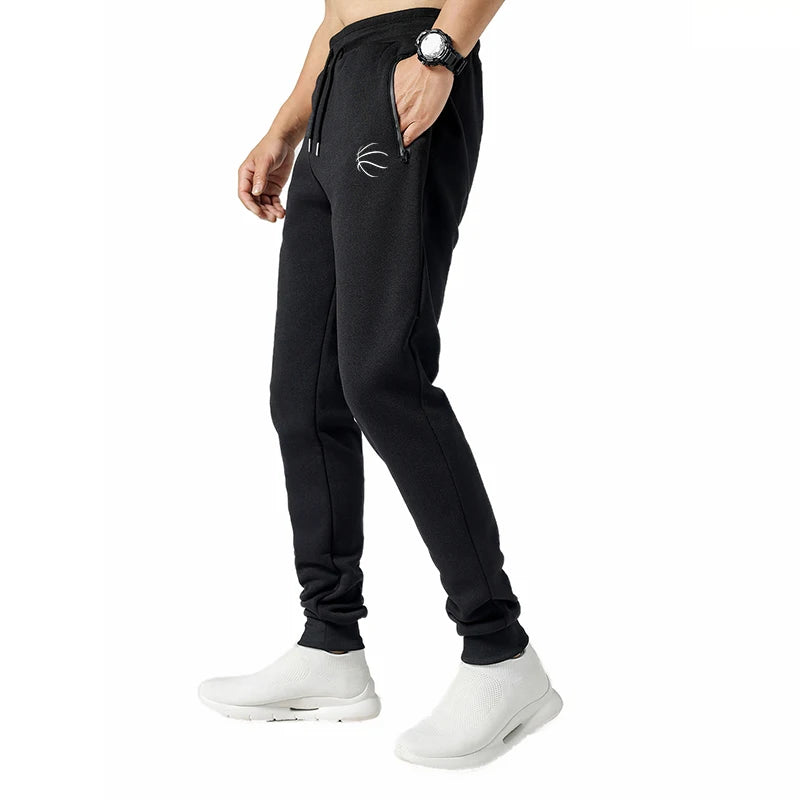 Men Elastic Running Training Pants Side Zipper Pockets Sport Trouser Jogging Sweatpants Basketball Gym Fitness Pants Man Sports