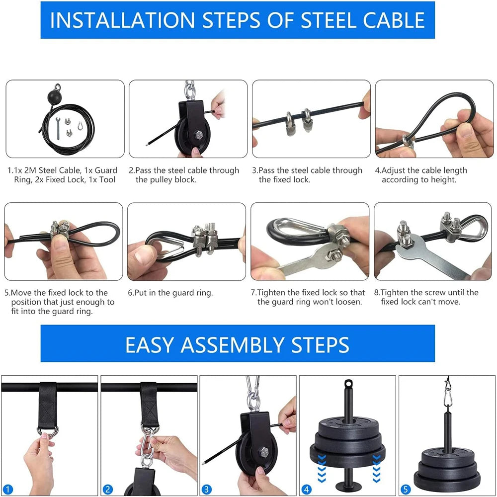 Pull Down and Lift Weight Pulley System Cable Machine Pulley Attachment for Triceps Pull Down, Biceps Curl, Back, Forearm
