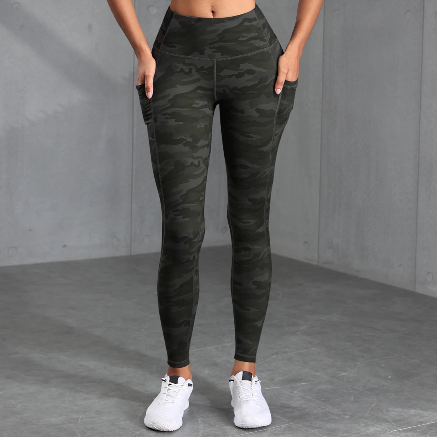 CHRLEISURE Digital Printing Yoga Pants with Pockets High Waist Butt Lifting Workout Tights Slim Fitness Legging for Women