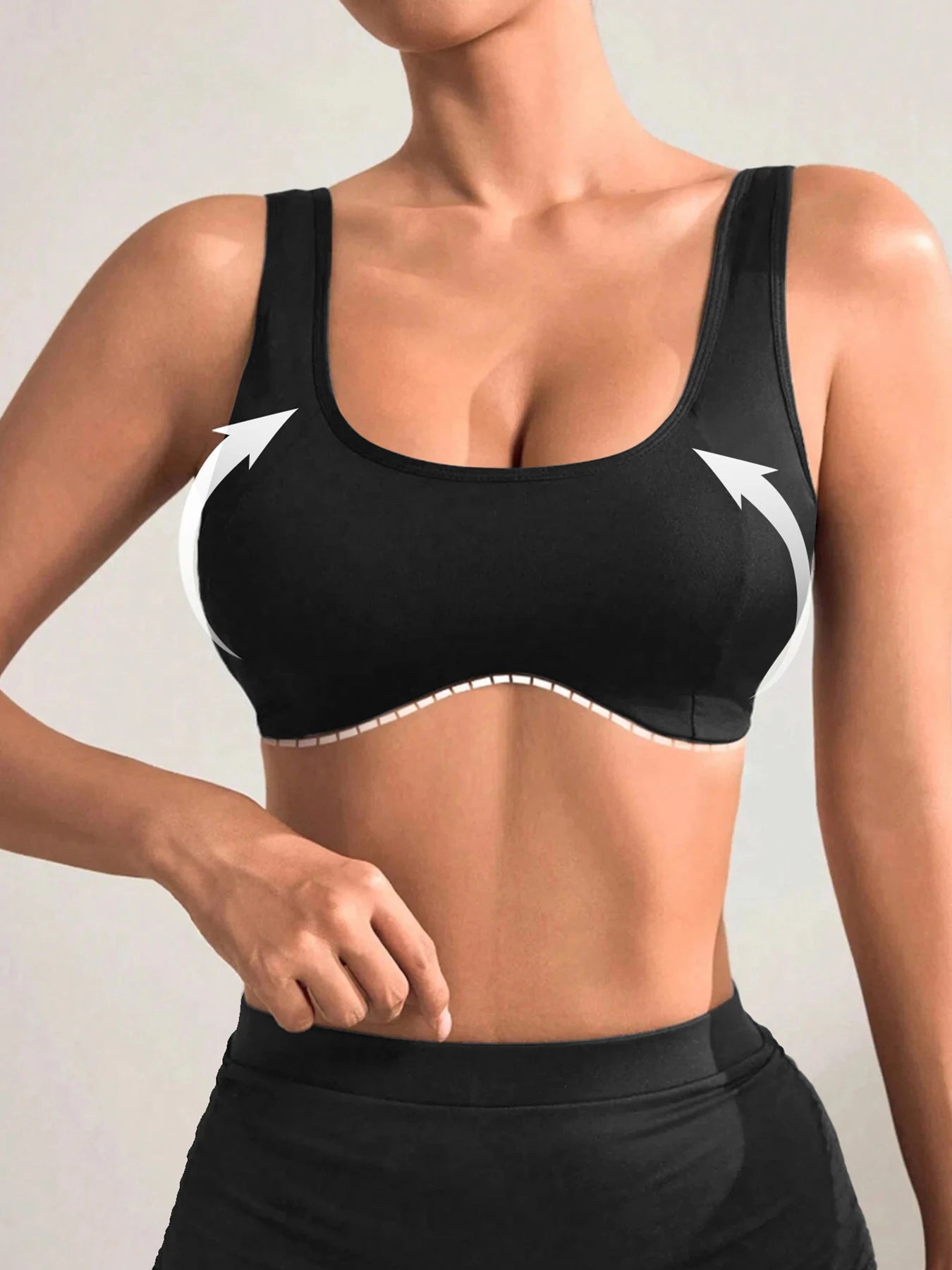 Unique design hot selling U-neck fitness suit, nude double-sided brushed yoga suit, tight fitting sports bra