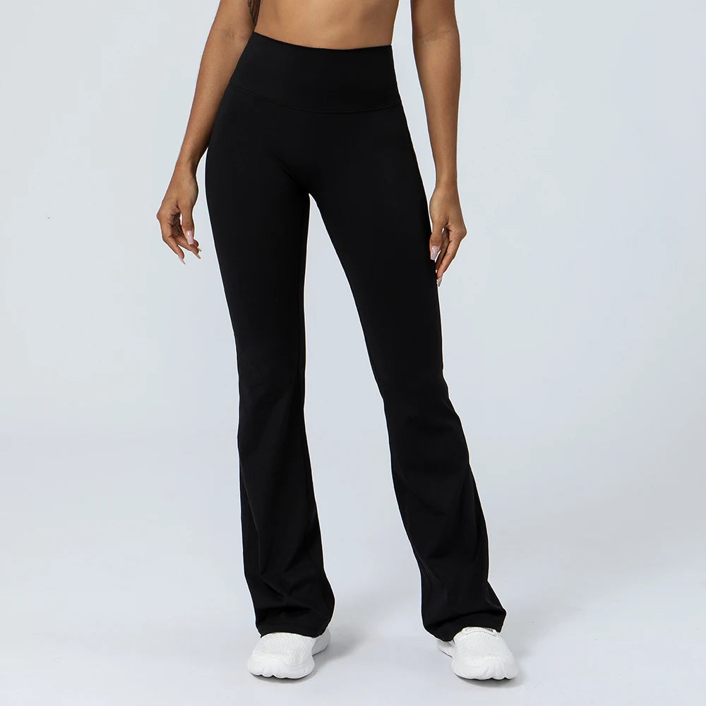 Women Yoga Flare Leggings High Waist Dance Pilates Fitness Gym Buttock Lifting Workout Wide-Leg Pants Outdoor Train Sport Tights