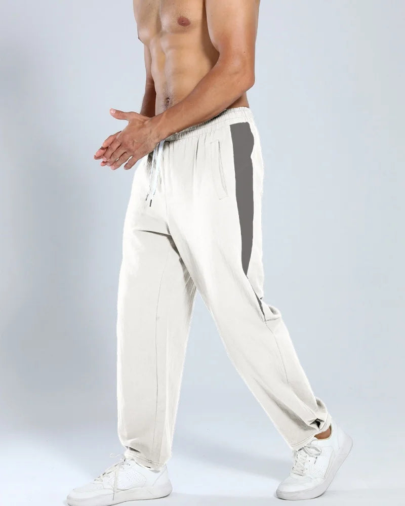 Autumn New Track Pants Men's Loose Running Casual Pants Wide Leg Trendy Sports Splicing Breathable Pants American Sports Pants