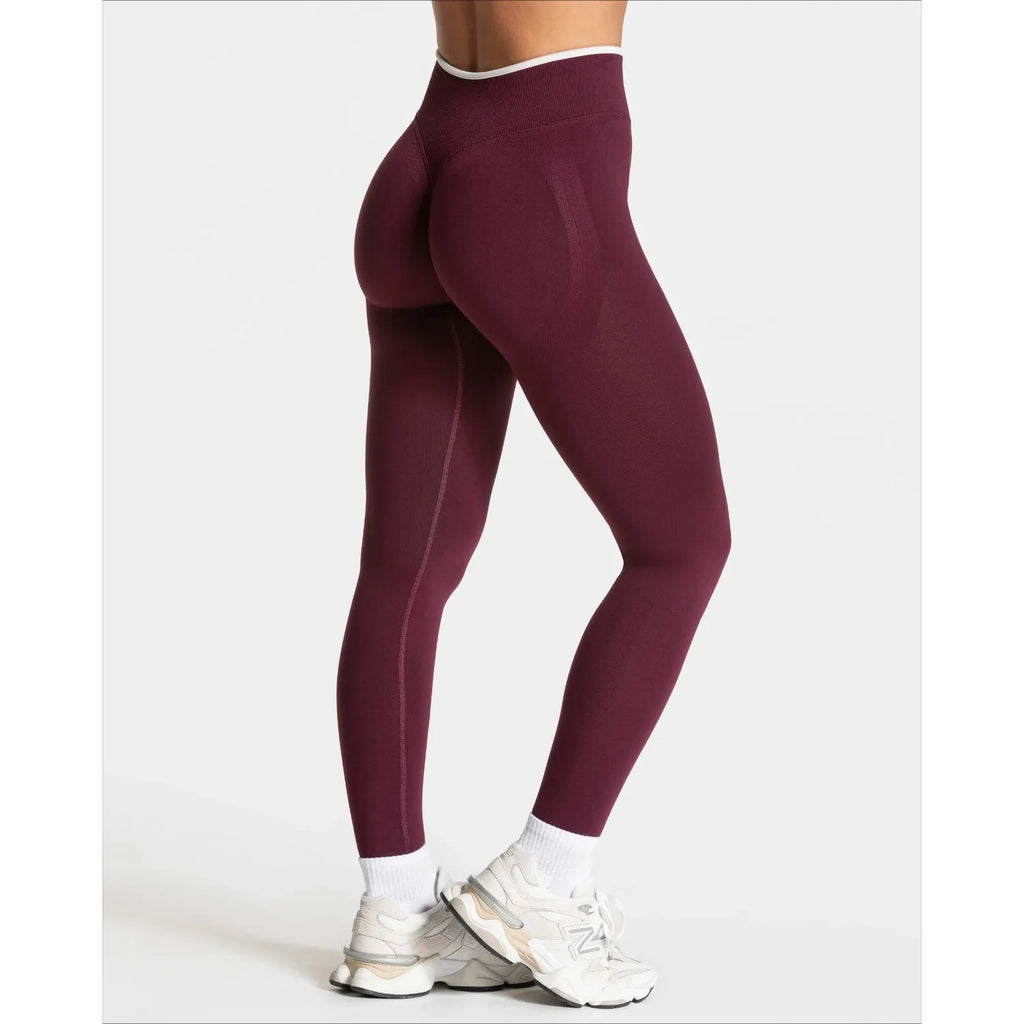 Women's Seamless Gym Solid Color Sports Pants White Edge Waist Tight High Waist Hip Lifting Yoga Pants Running Exercise Pants