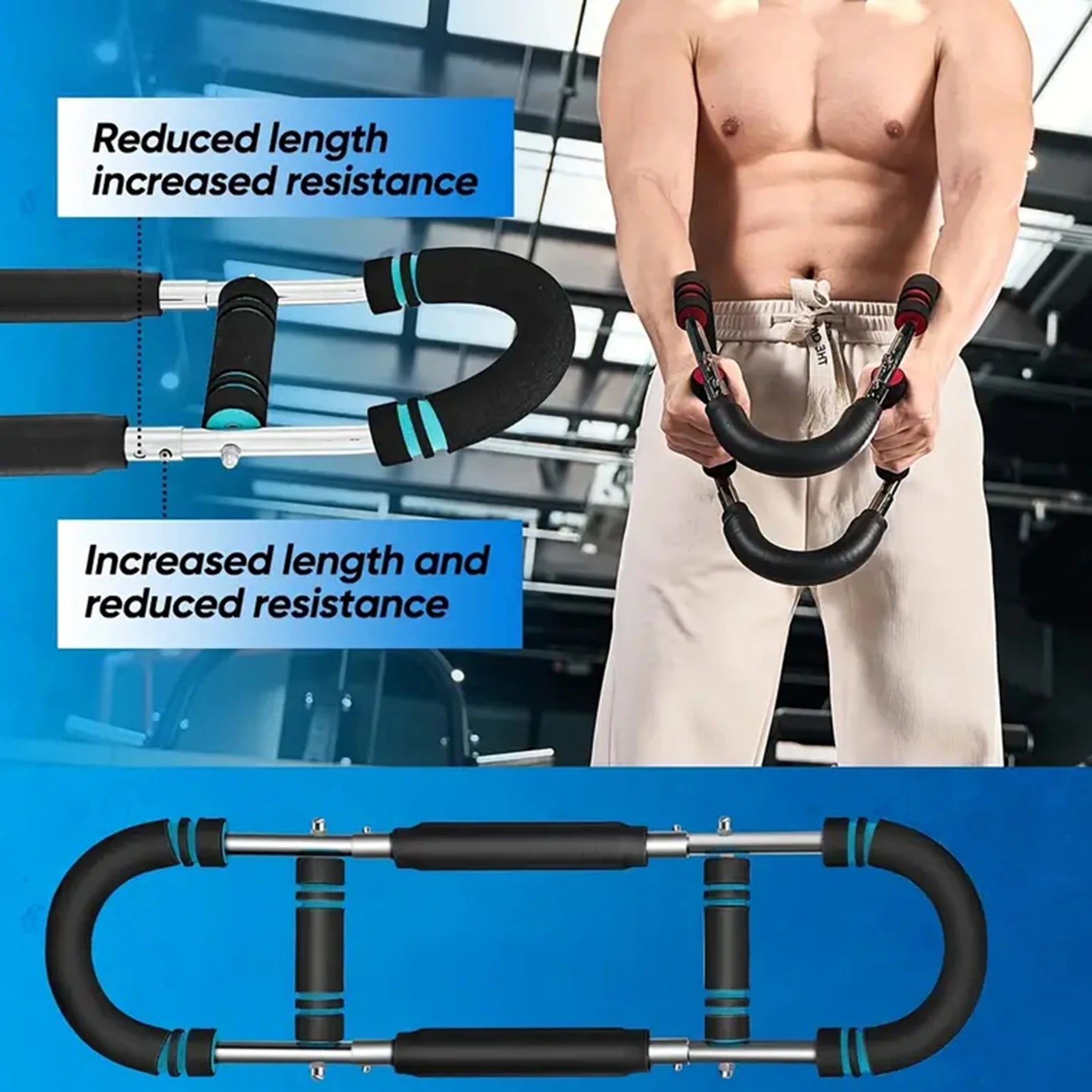 40KG u shape Hand Gripper Strengths Twister Arm Trainer Power Twister Bar Fitness Equipment for Men and Women Home Workout