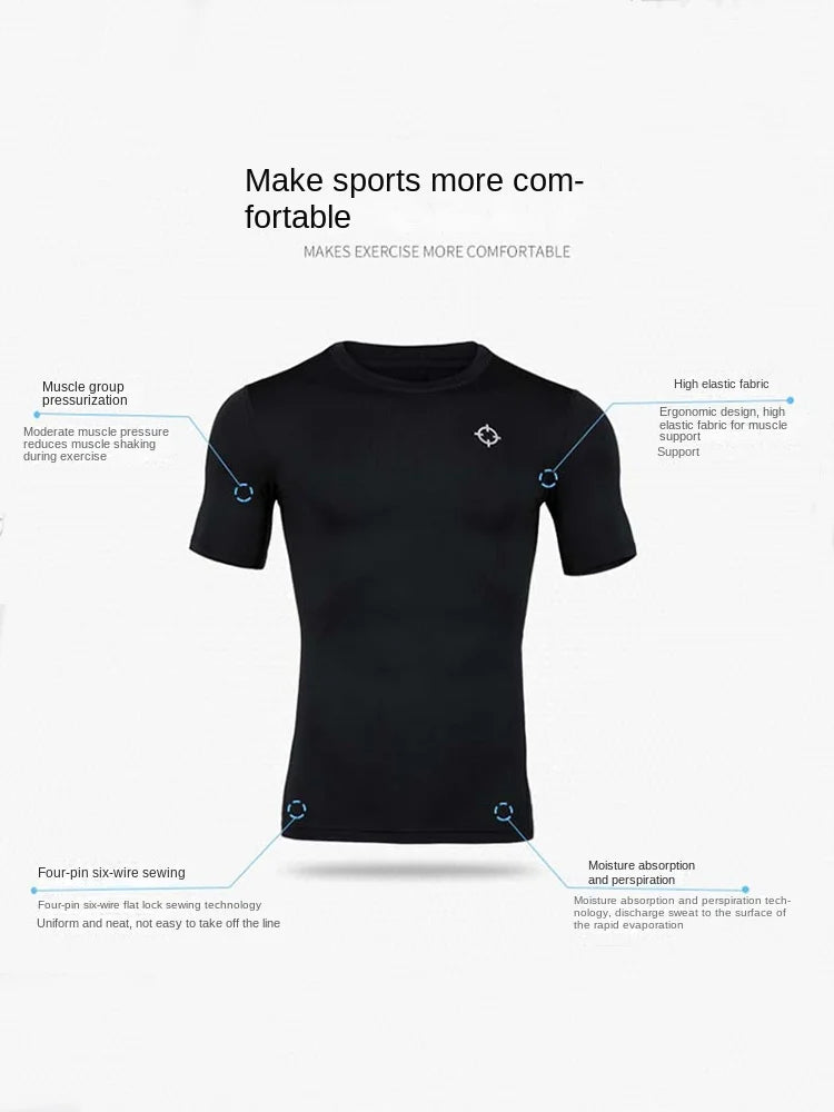 RIGORER  Quick drying Running T Shirt Basketball compression shirt men Quick Dry Top Black Bodybuilding Muscle Shirt Workout Gym