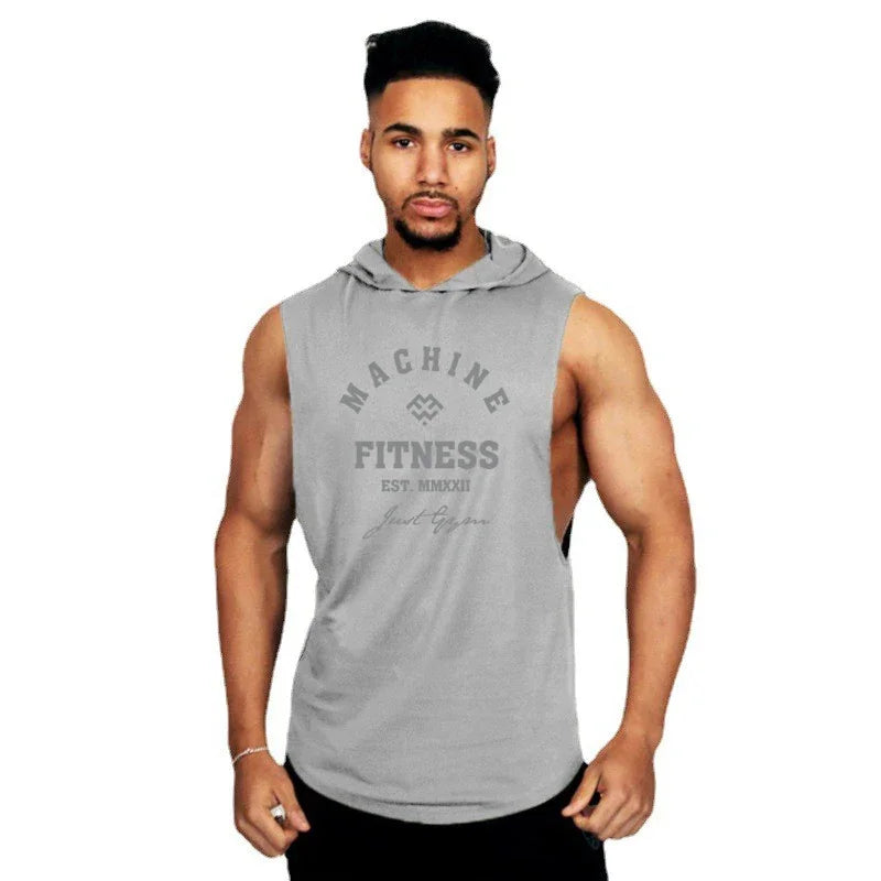 Gym Sport Hooded Clothing Summer Cotton Breathable Fitness Tank Tops Open Side Muscle Vests Mens Bodybuilding Sleeveless Hoodie
