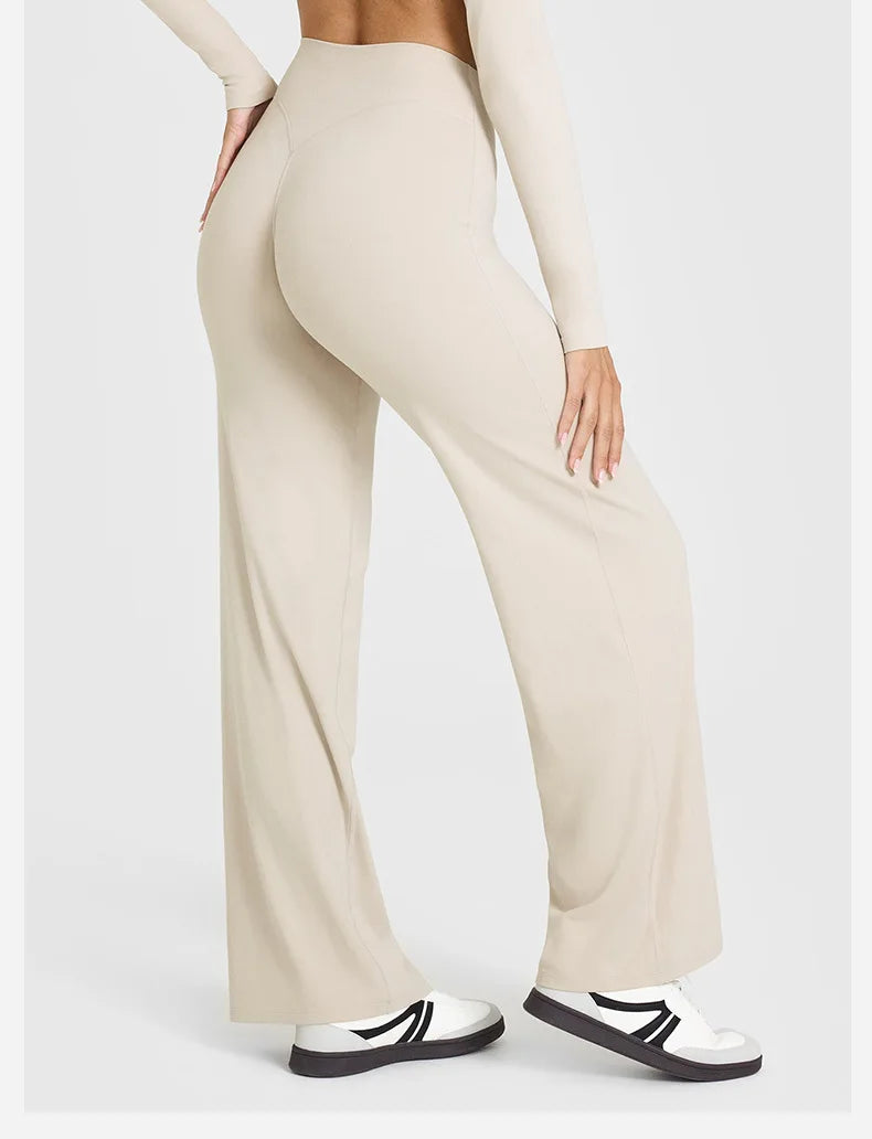 Casual sports fitness straight-leg pants for women soft breathable without awkward leggings ties yoga wide-leg sports pants
