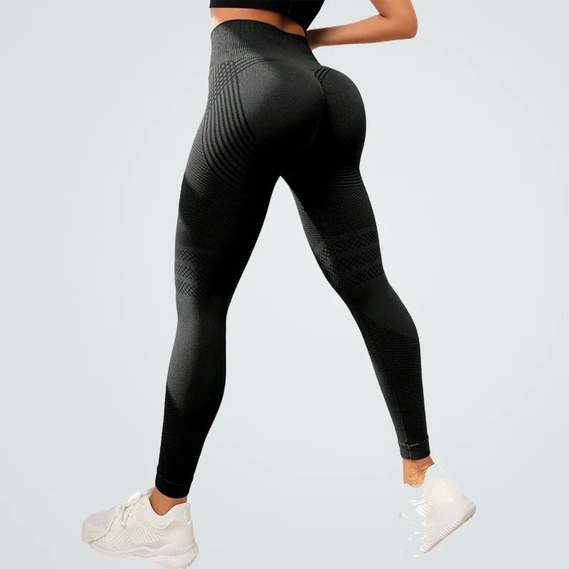 Sexy Line Hip Lifting Sports Tights Women High Waist Elastic Yoga Pants Running Fitness Pants Breathable Sports Leggings