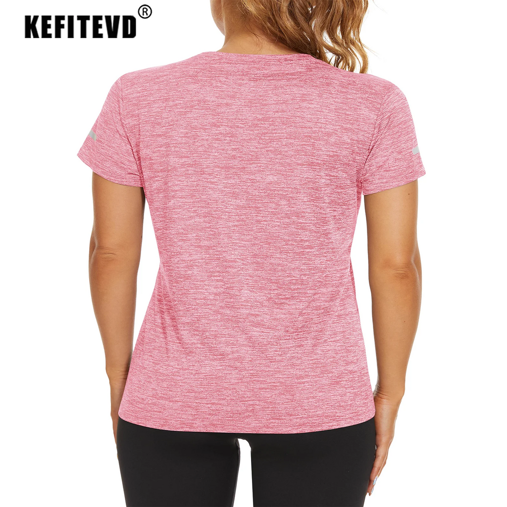 KEFITEVD Short Sleeve T-Shirt Quick Dry Athletic Shirts Women's Casual Workout Gym Yoga Shirt Training Running Jogging T Shirt