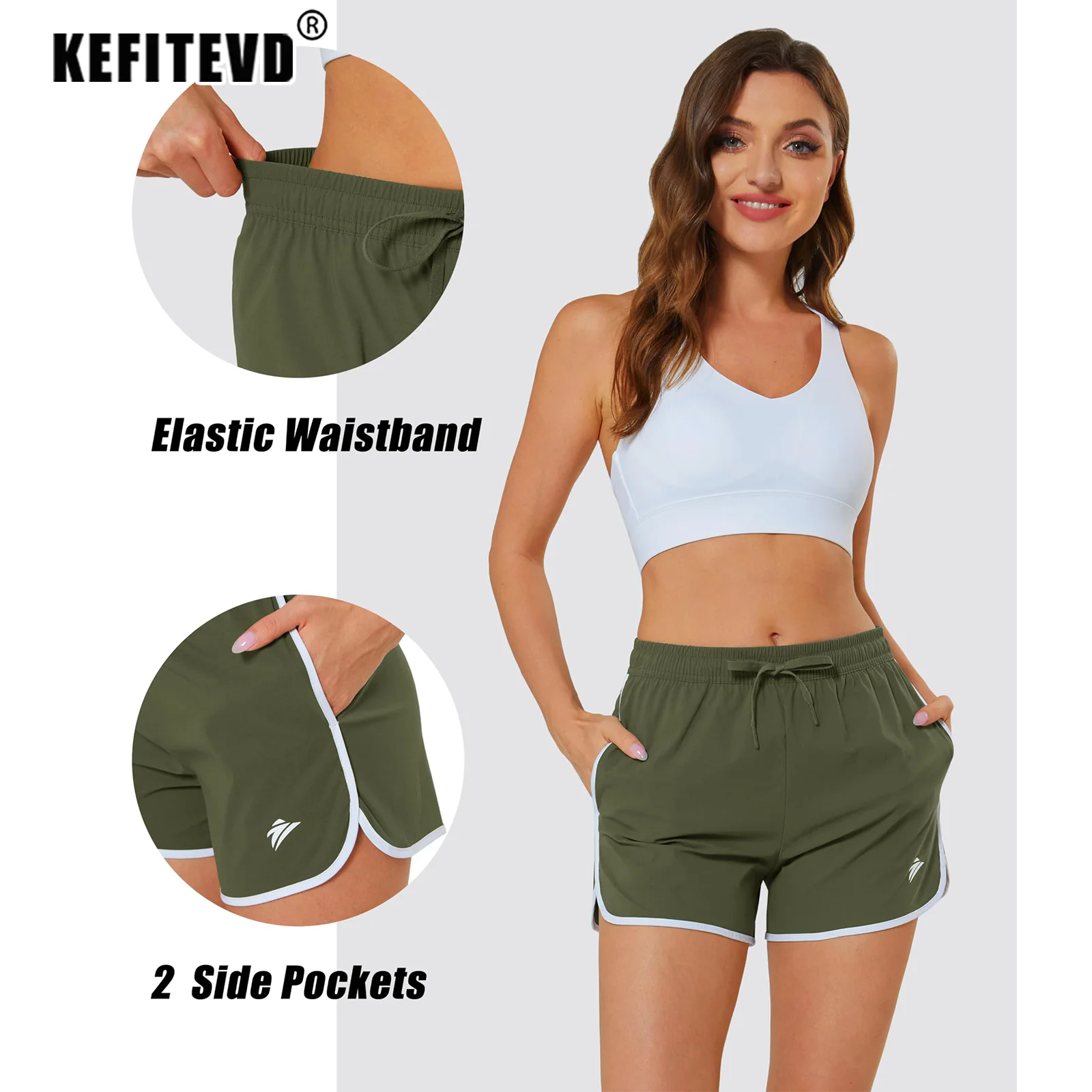 KEFITEVD Women's Soft Lightweight Running Short Breathable Workout Sport Hiking Trekking Casual Bottoms Summer Quick Dry Shorts