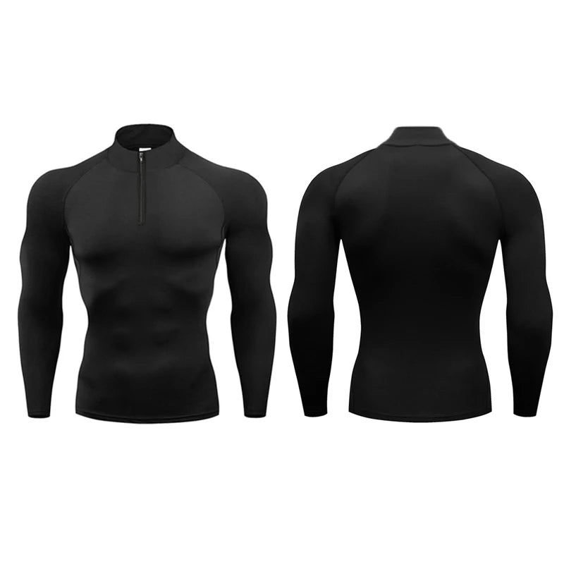 Men Running T-shirts Compression Fitness Long Sleeve Sports Polo Shirts Trainning & Exercise Gym Sportswear Quick Dry Rashgard