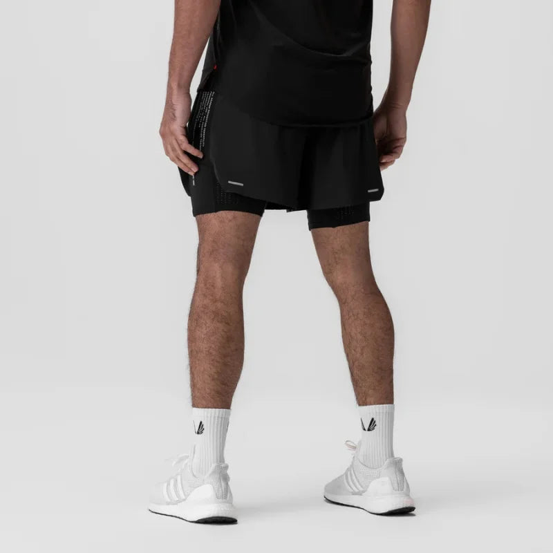 2025 NEW Summer Quick Dry Sports pants Basketball Elastic Double-deck Shorts Men Running Gym Fitness printing Jogger Short Pants