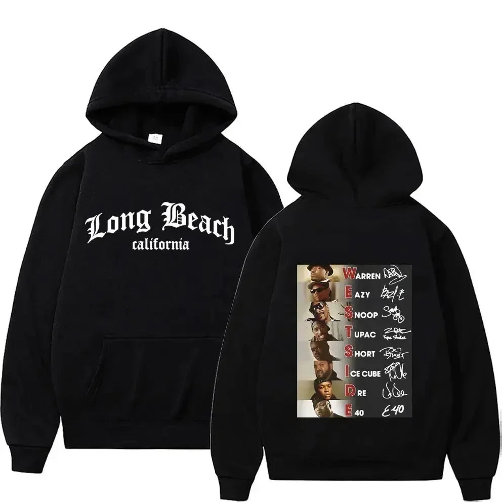 Men's Black Fashion Cool Sweatshirt Unisex Fashion Fleece Oversized Hoodie Streetwear West Coast Iron Cross Choppers Logo Hooded
