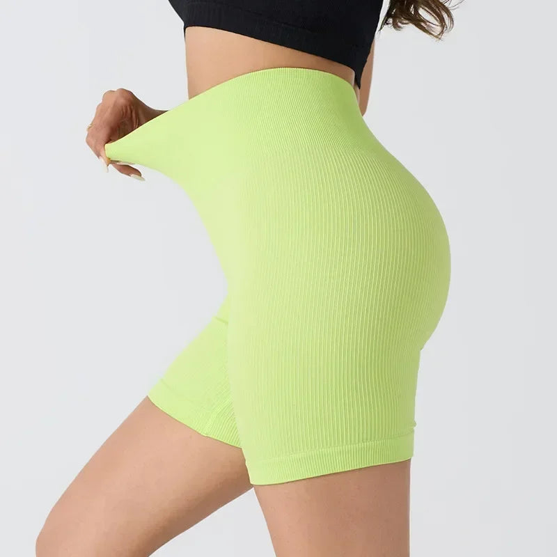 Seamless Women's Yoga Shorts Tight Fitness Short Pants Thread 3/4 Length Leggings Female Sports Skinny Pant Running Cycling Wear