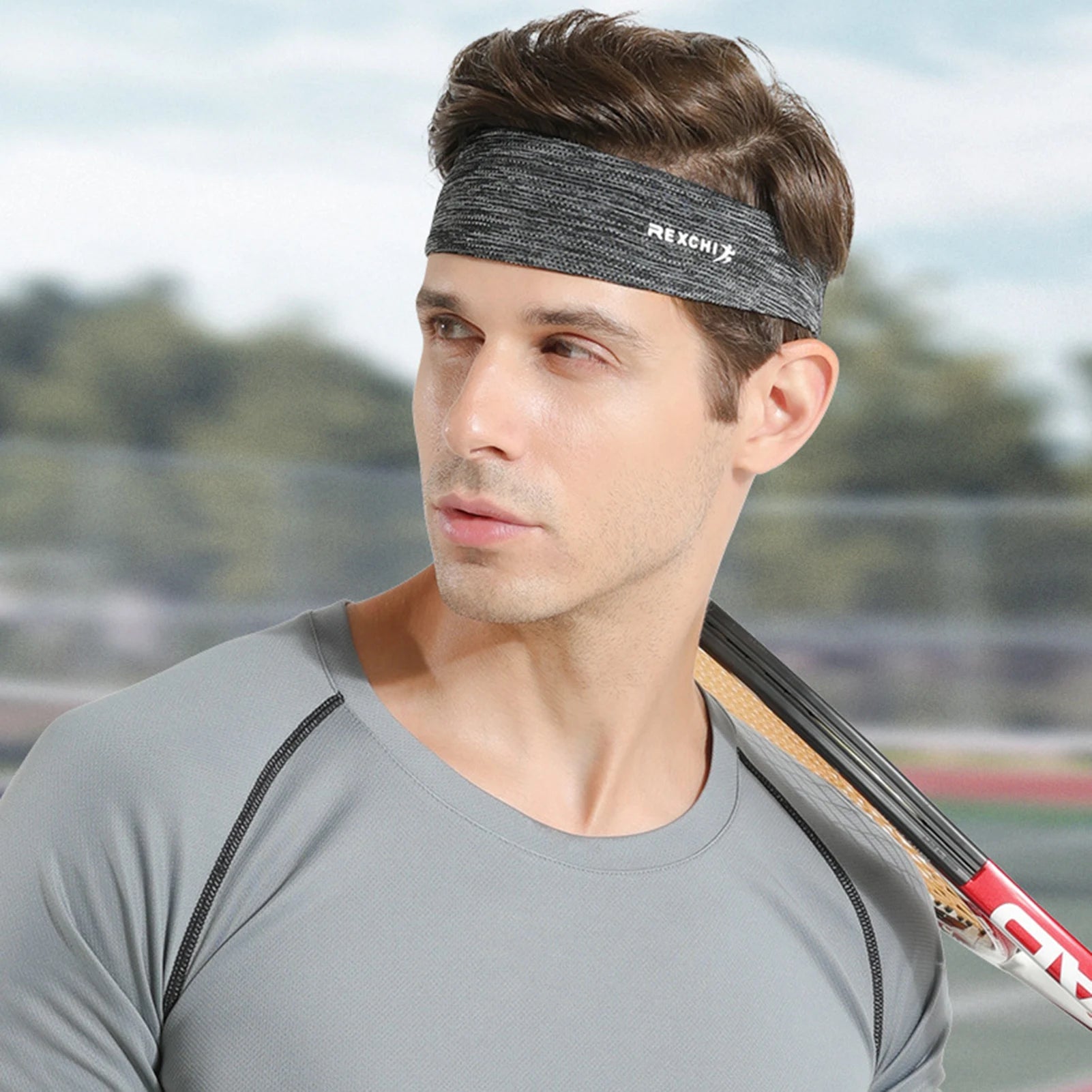 Ice Silk Sweatband for Men Sports Headband Running Cycling Gym Workout Non Slip Elastic Sweat Wristband Head Wrap
