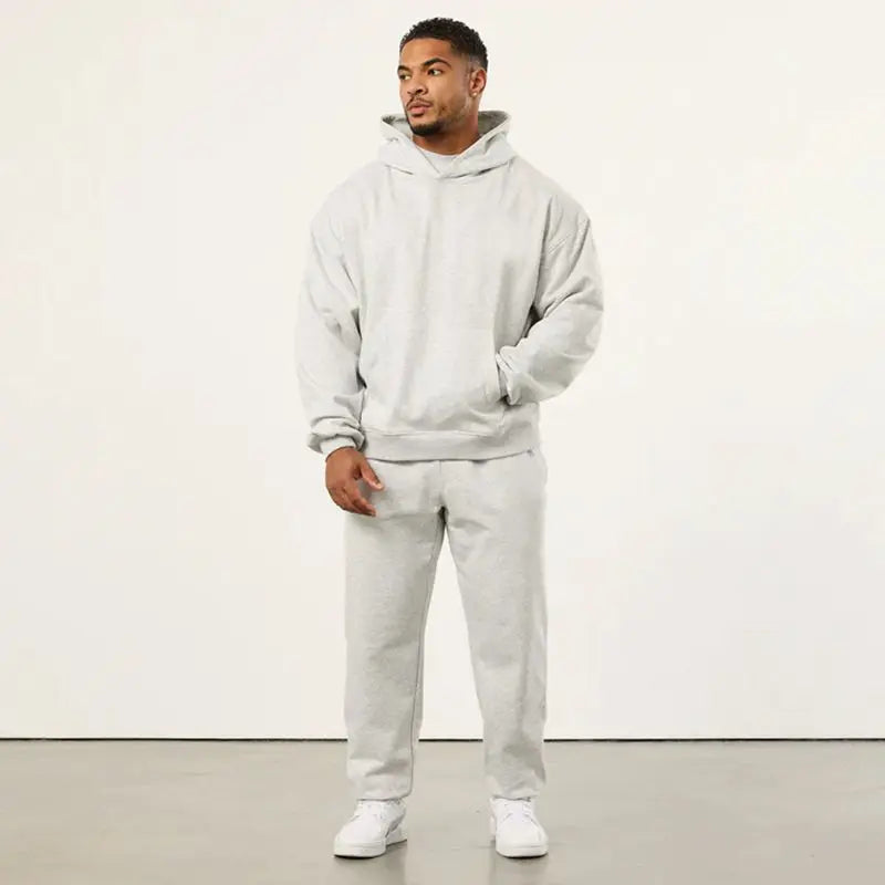 2025 Autumn and Winter New Men's Fitness Running Casual Hooded Jumper Sports Solid Color Sweater Loose Top