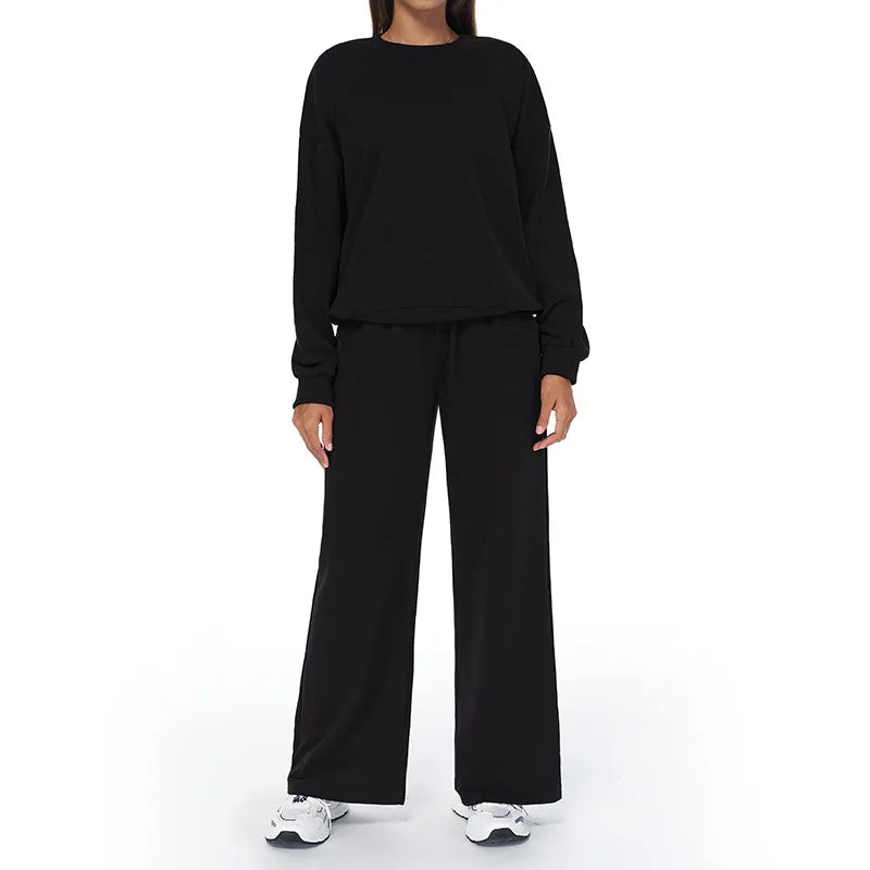 Yoga Set 2PCS Winter Casual Sports set for Women High Waist wide Legs Long Sleeves Running Fitness Leisure set Women Fitness Set