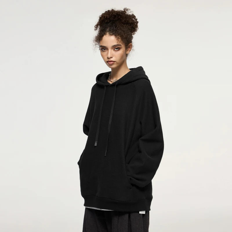 INFLATION Retro Hoodie Unisex Sports Casual Cozy Solid Color Hooded Sweatshirt Oversize Top for Men