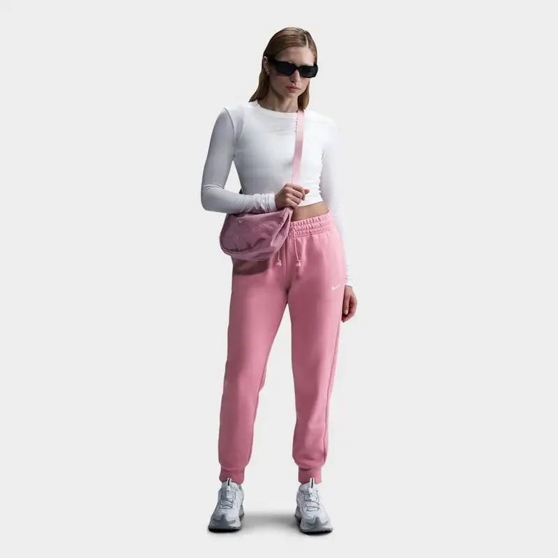 Nike Phoenix Fleece Mid-Rise Breathable Jogger Sweatpants for Fitness Comfortable Sportswear Trousers