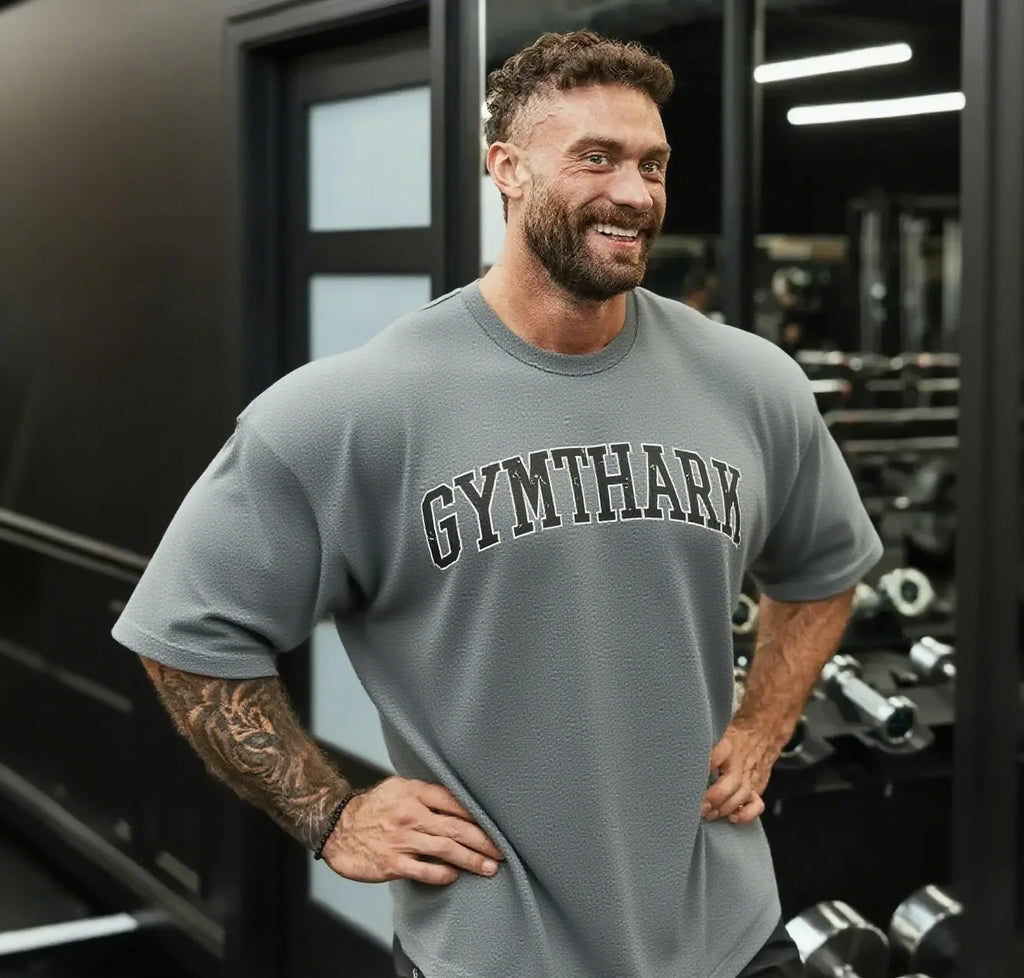 Super sized gym T-shirt GYMTHARK, daily exercise top, casual street wear S-4XL, breathable and comfortable, fast delivery