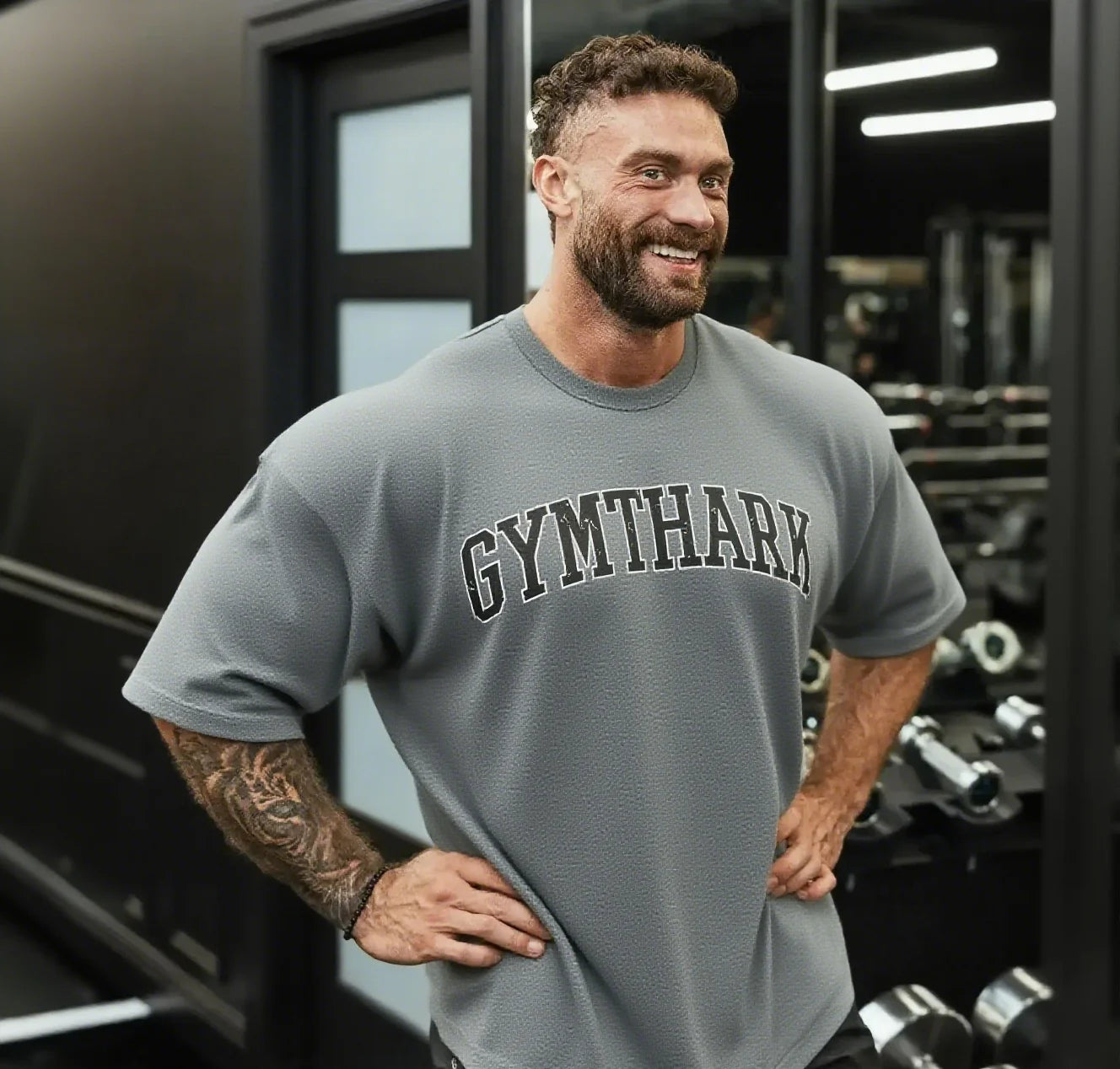 Super sized gym T-shirt GYMTHARK, daily exercise top, casual street wear S-4XL, breathable and comfortable, fast delivery