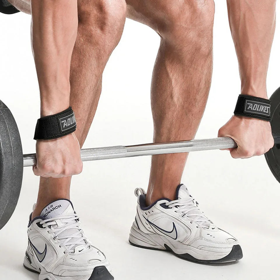 AOLIKES 1 Pair Weightlifting Straps Anti-Slip Silicone Lifting Wrist Straps Strength Deadlifts Crossfit Hand Grips Wrist Support
