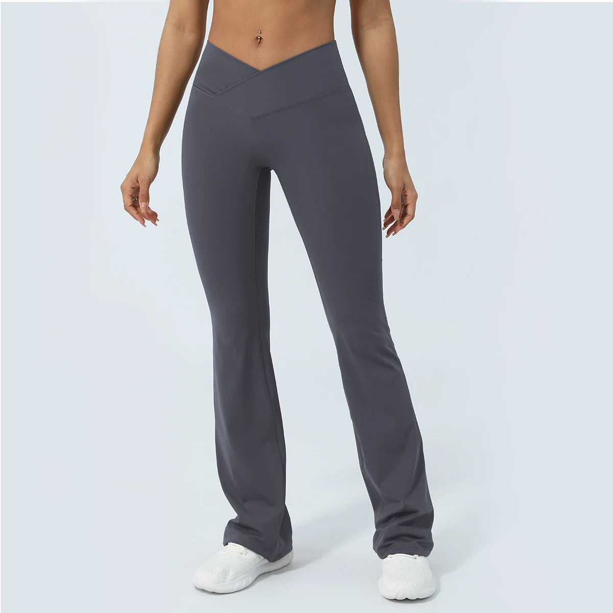 V-Cross Fitness Flare Pants Lifting Buttocks Cross Waist Yoga Sport Leggings Gym Outdoor Acticewear Workout Wide-Leg Pants