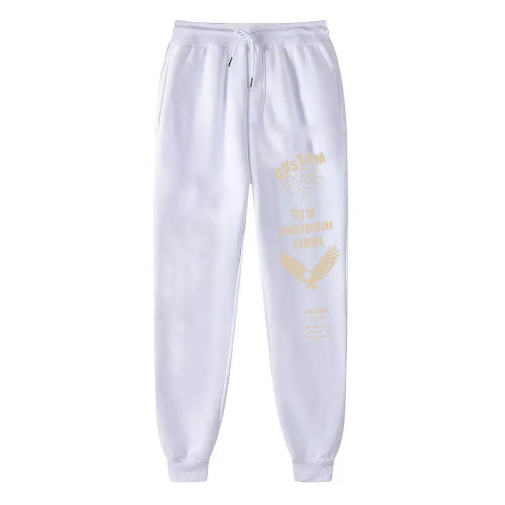 Men's sports pants Spring and autumn new jogger gym sports fitness printed casual pants waist strap training pants high quality