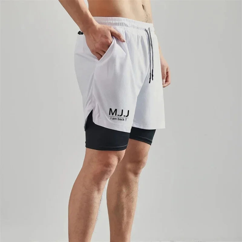Double-layer Sports Shorts Basketball fitness Bottoms gym workout mesh tight-fitting shorts for men Sportswear 2026 summer