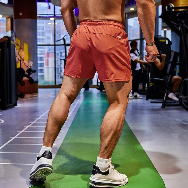 New Summer Running Shorts Men's Sports Jogging Gym Fitness Shorts Training Quick-drying Sports Zipper Pocket Male Cropped Pants